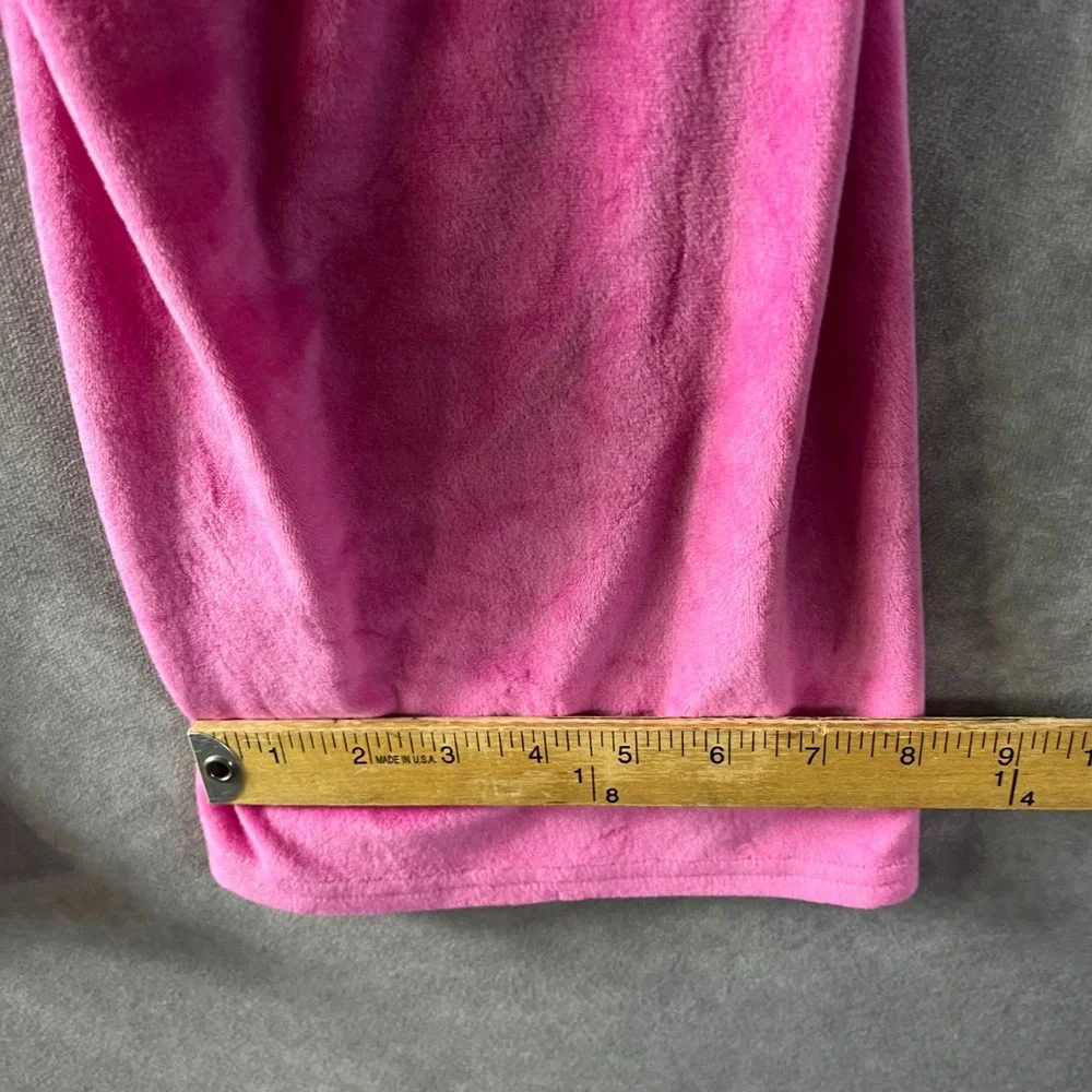 Juicy Couture Velour Lounge Set Women Large Pink Rhinestone Tank Wide Leg Pants
